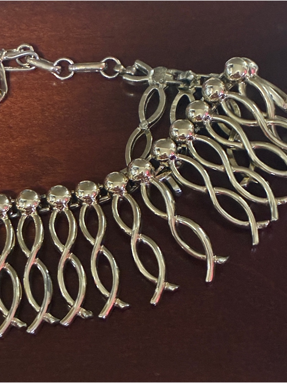 Gold Coro Dangle Link Choker Necklace - Women Jewelry very elegant - Picture 8 of 8